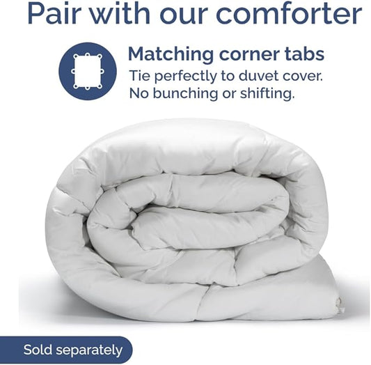 Duvet Cover Queen Size Set - Extra Soft Queen Size Duvet Cover 90 x 90 with 2 Pillow Shams - Hotel Luxury, Easy Care and Fade Free with Zipper Closures & Ties - Comfy, Breathable Bedding Set (White)