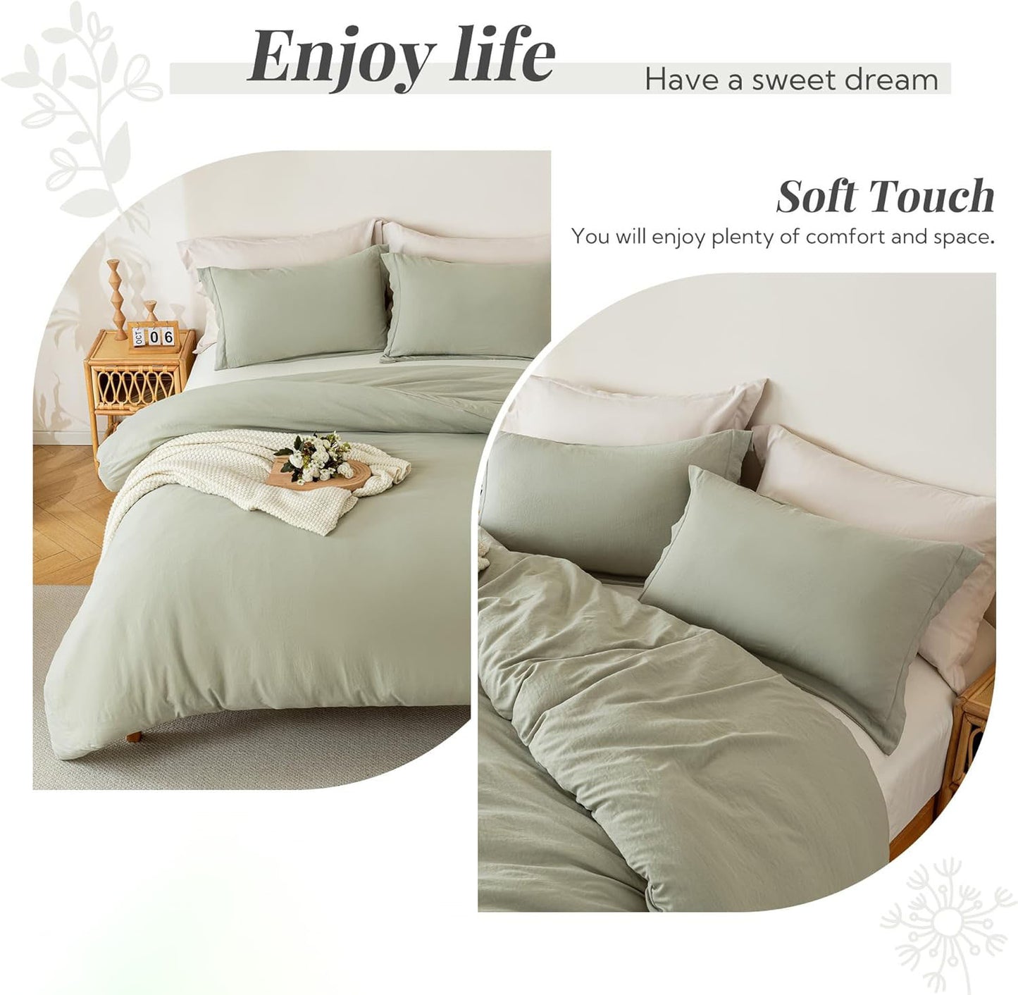 Super Soft Duvet Cover - 100% Washed Microfiber Comforter Cover Set 3 Pieces with Zipper Closure & Corner Ties (No Comforter)