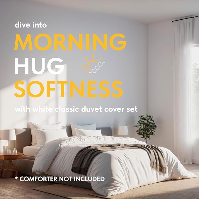 White Queen Duvet Cover Set, Microfiber Duvet Cover with Zipper, Duvet Cover Set of 1 Down Comforter Cover with 2 Pillow Shams, Luxury Comforter Cover Queen Size | Comforter Not Included