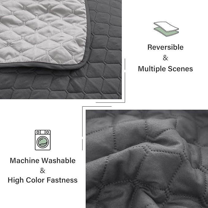 Ultrasonic Reversible Full Queen Quilt Bedding Set with Pillow Shams, Lightweight Quilts Queen Size, Soft Bedspreads Bed Coverlets for All Seasons - (Grey, 90"x96")